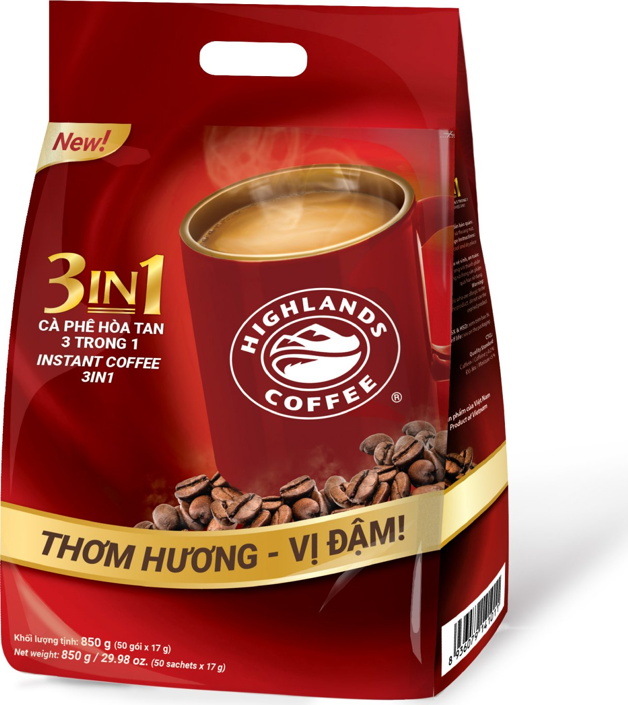 Cà phê hòa tan Highlands 3in1 — Bịch 50 gói