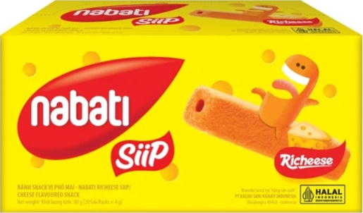 Bánh snack Nabati Siip vị phô mai — Hộp 80g (20 gói)